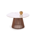 Kohvilaud CARINA, läbimõõt 80 cm, pruun/valge/marmorikujundus