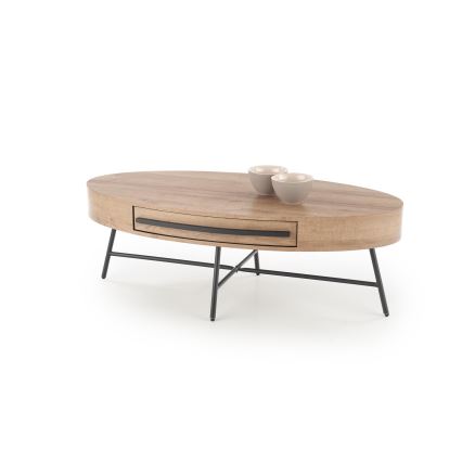 Kohvilaud sahtliga CAROLINA 41x120 cm kuldne tamm/must