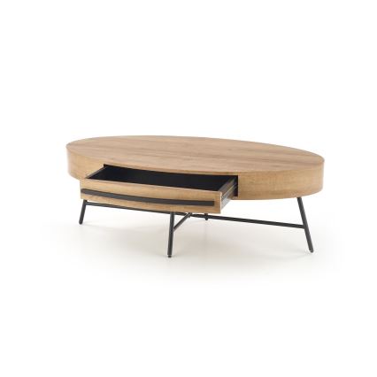Kohvilaud sahtliga CAROLINA 41x120 cm kuldne tamm/must