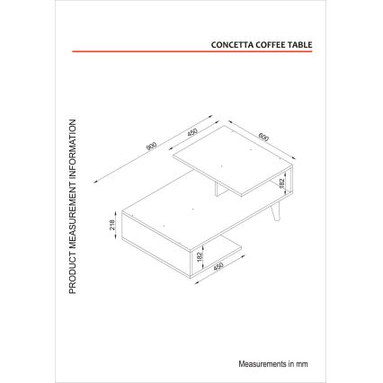 Kohvilaud CONCETTA 40x90 cm valge