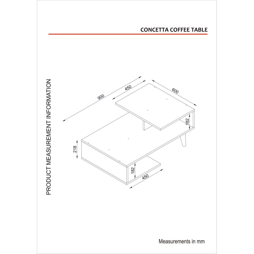 Kohvilaud CONCETTA 40x90 cm valge