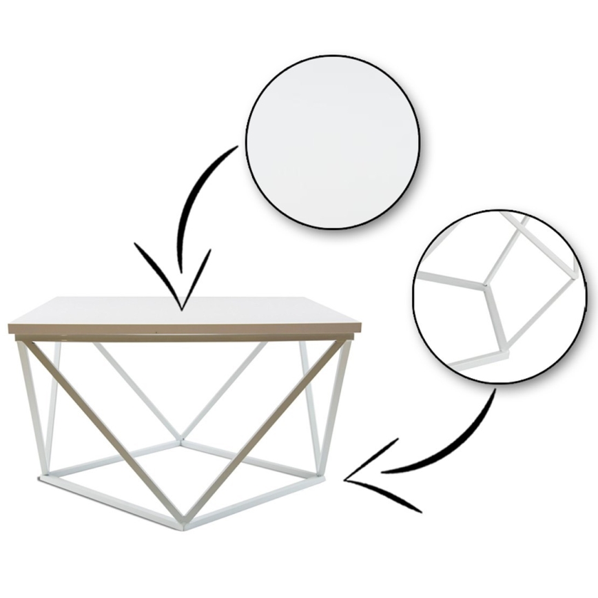 Kohvilaud CURVED 60x60 cm valge