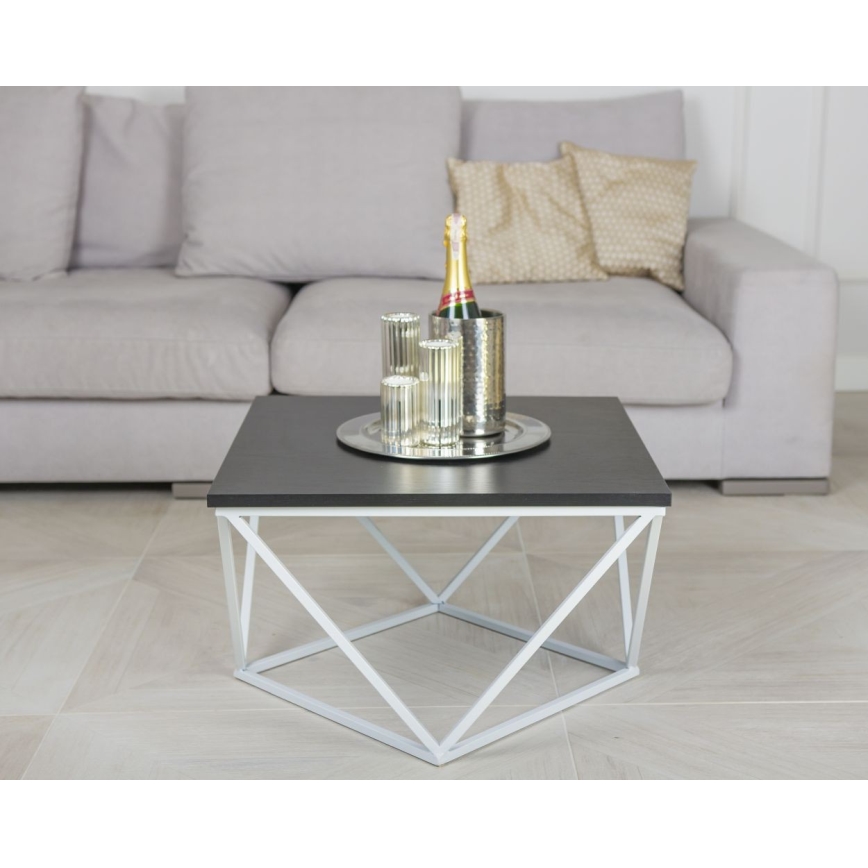 Kohvilaud CURVED 60x60 cm valge/must