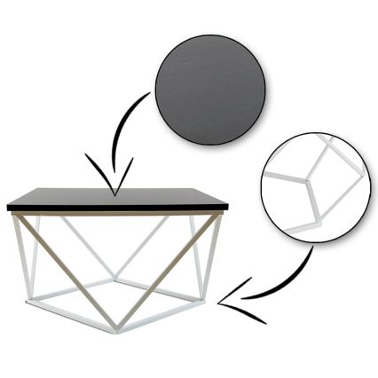 Kohvilaud CURVED 60x60 cm valge/must