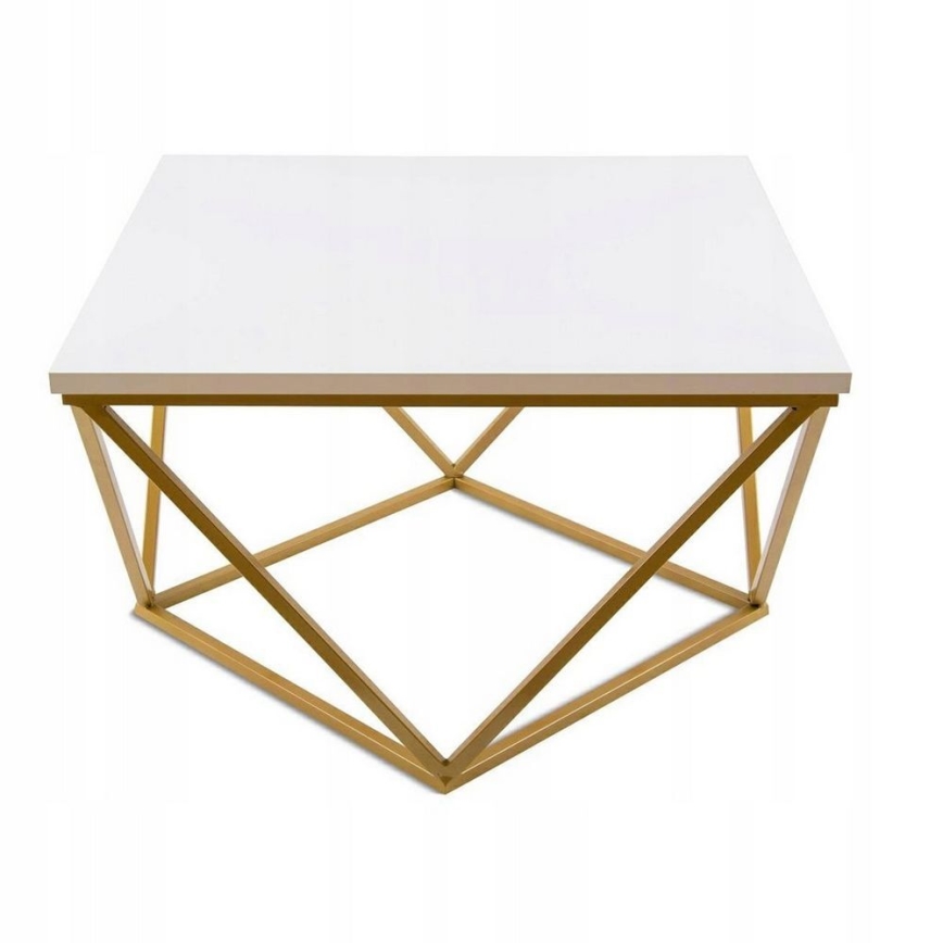 Kohvilaud CURVED 62x62 cm kuldne/valge