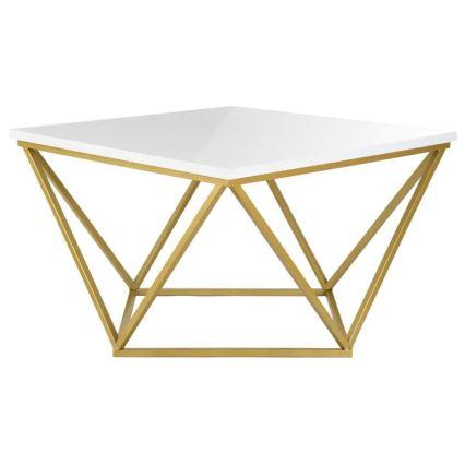 Kohvilaud CURVED 62x62 cm messing/valge