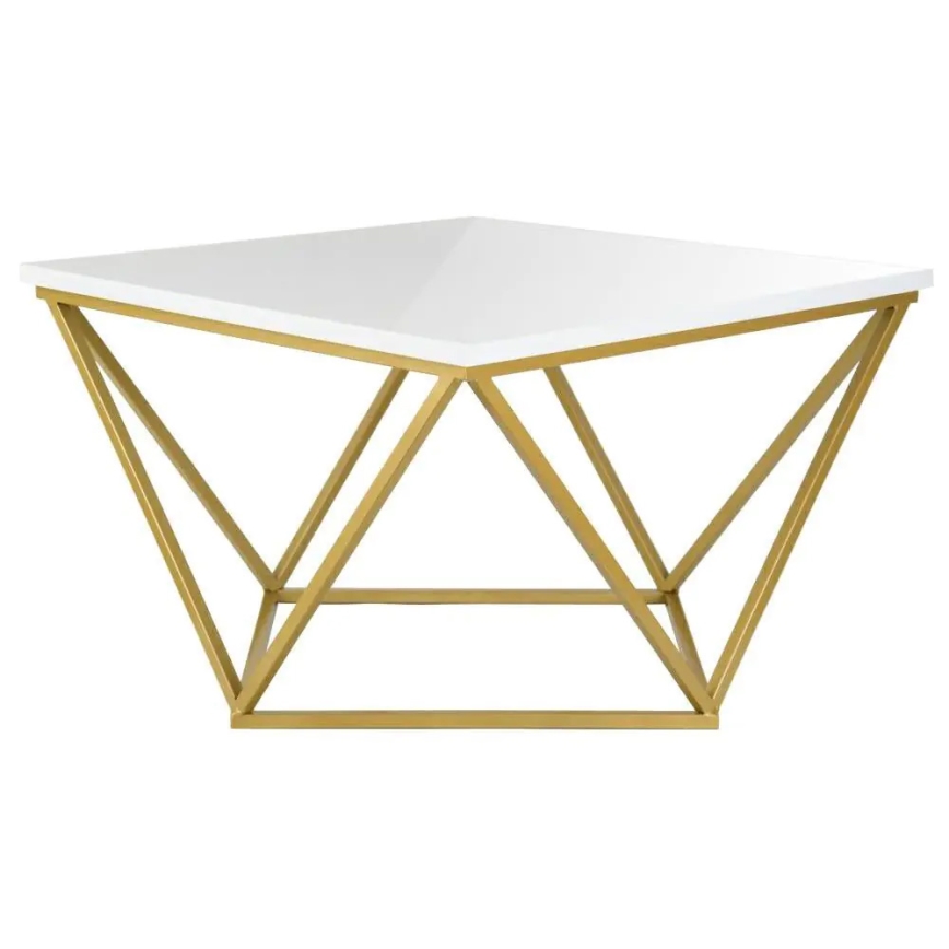 Kohvilaud CURVED 62x62 cm messing/valge