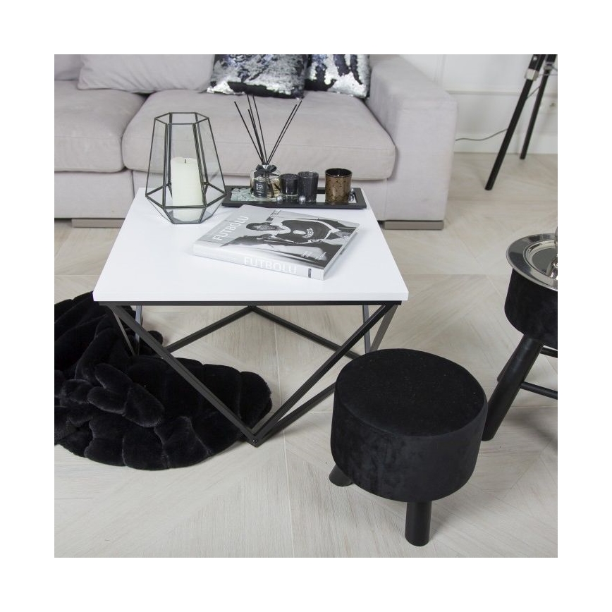 Kohvilaud CURVED 62x62 cm must/valge