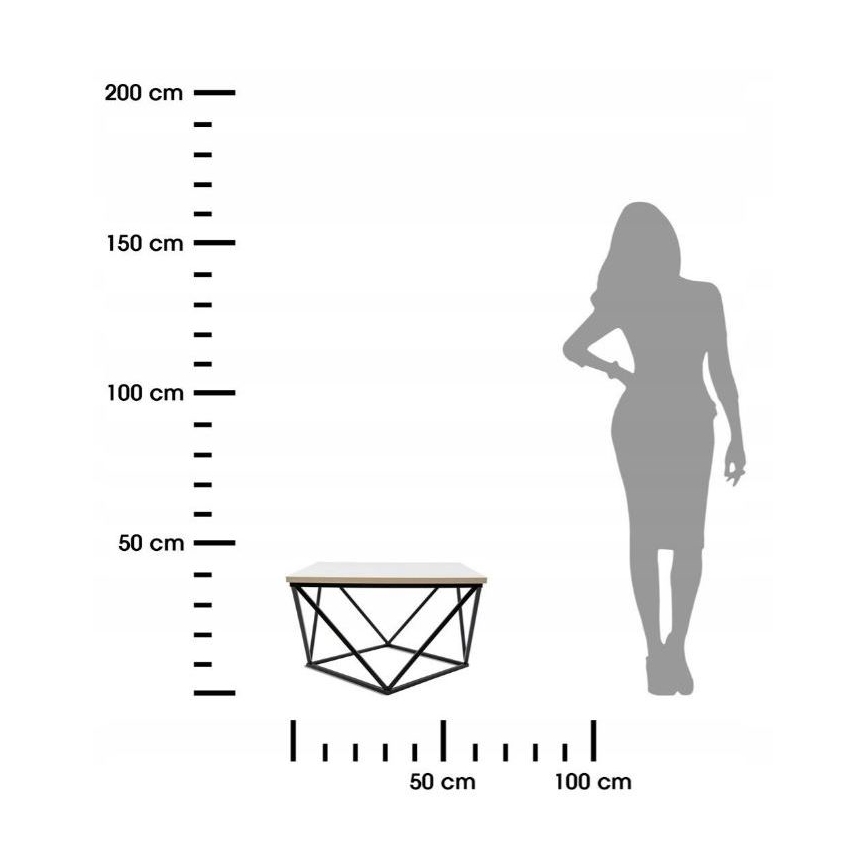 Kohvilaud CURVED 62x62 cm must/valge