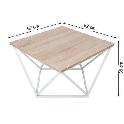 Kohvilaud CURVED 62x62 cm valge/pruun