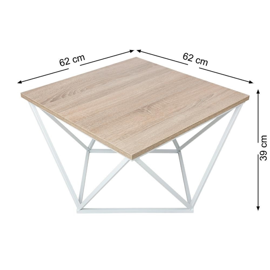 Kohvilaud CURVED 62x62 cm valge/pruun