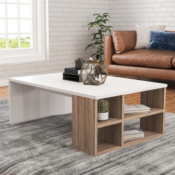 Kohvilaud DEFNE 34x90 cm valge/pruun