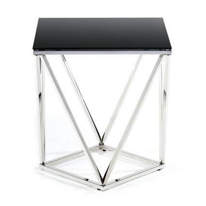 Kohvilaud DIAMANTA 50x50 cm läikiv kroom/must