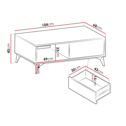 Kohvilaud DIAMOND 40x104 cm must/tamm evoke