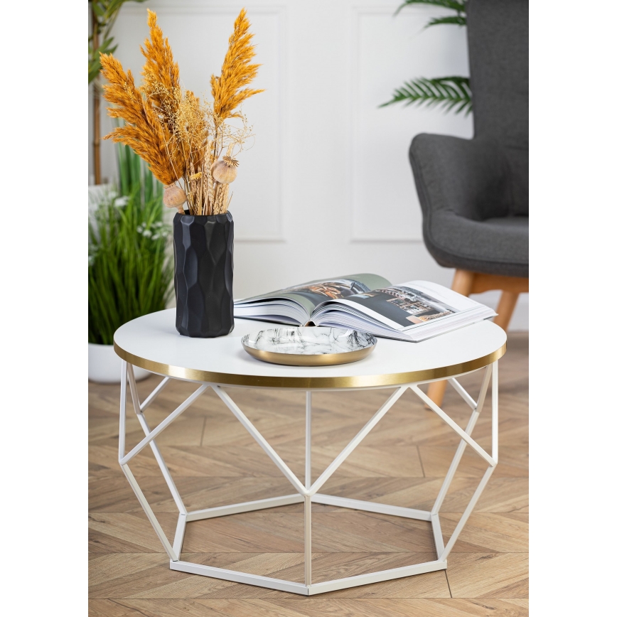 Kohvilaud DIAMOND 40x70 cm kuldne/valge