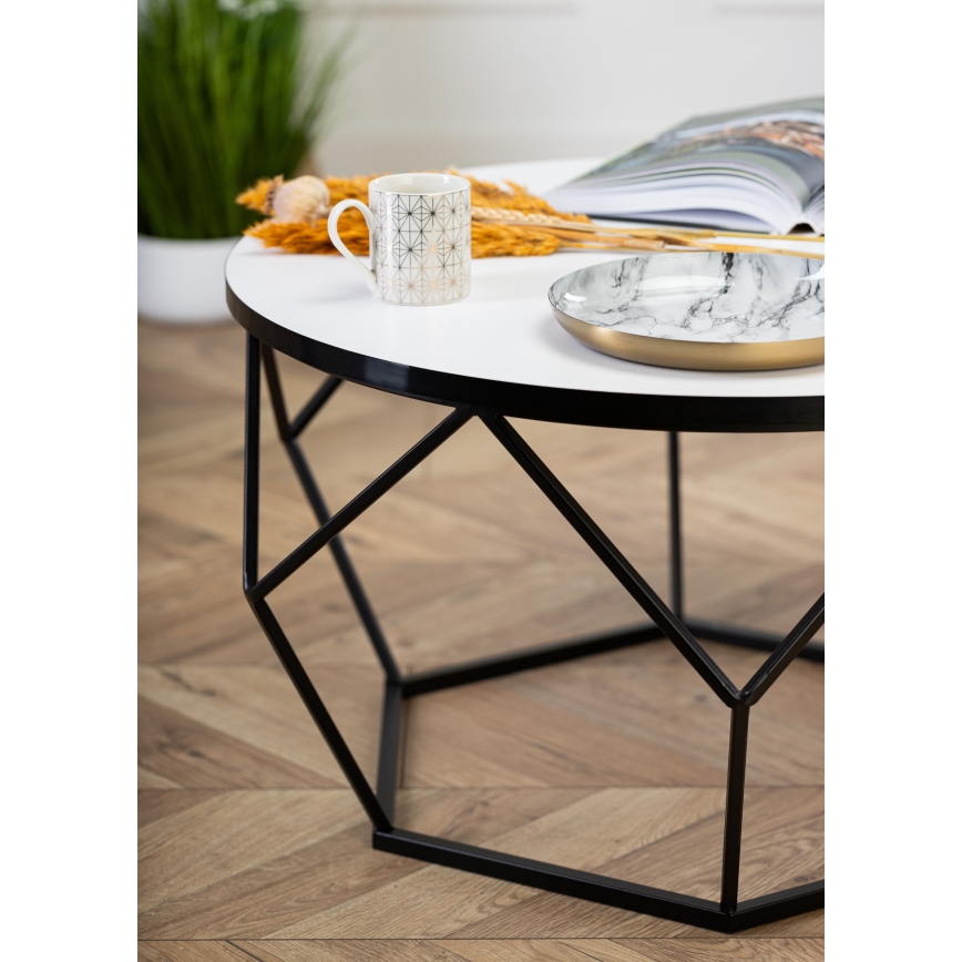Kohvilaud DIAMOND 40x70 cm valge/must