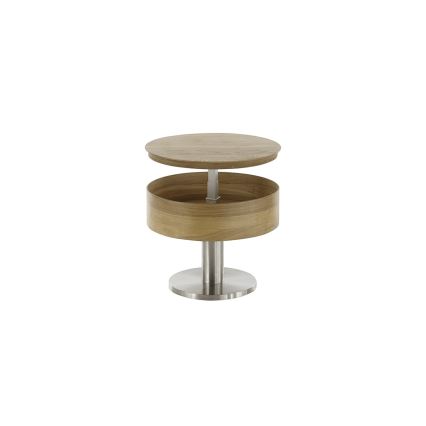 Kohvilaud ELEMENT tõstetava lauaplaadiga, Ø 60 cm, tamm/hõbe