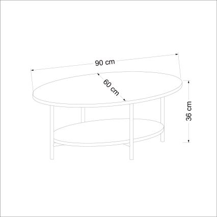 Kohvilaud ELIS 36x90 cm tamm/valge