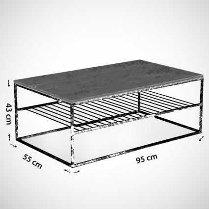 Kohvilaud ETNA 43x95 cm hall/must