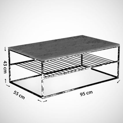 Kohvilaud ETNA 43x95 cm must