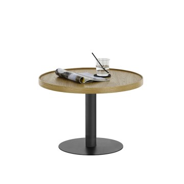 Kohvilaud FOCUS, läbimõõt 60 cm, tamm/must