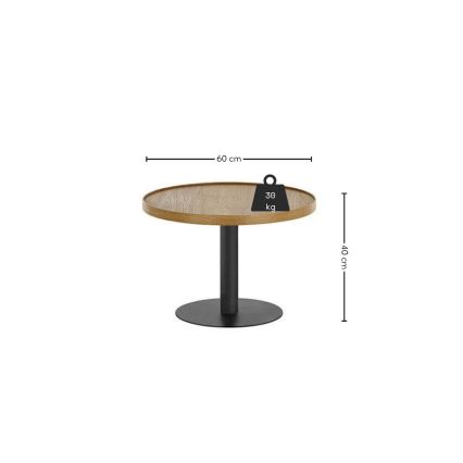 Kohvilaud FOCUS, läbimõõt 60 cm, tamm/must