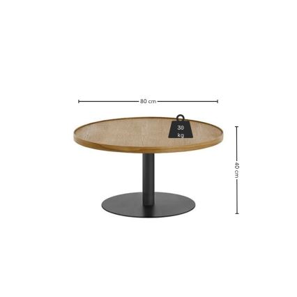 Kohvilaud FOCUS Ø 80 cm tamm/must
