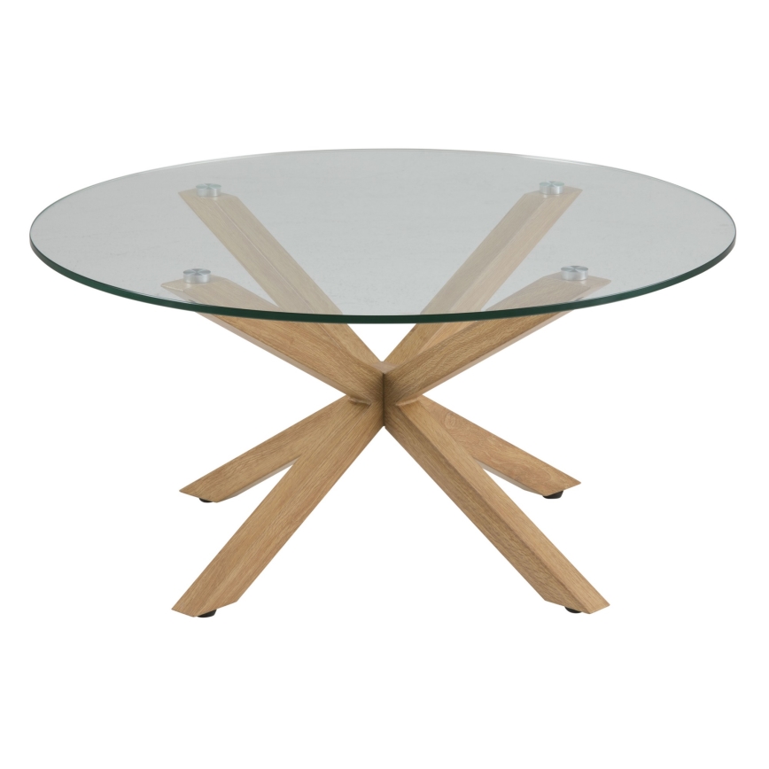 Kohvilaud LUCA 82 cm läbipaistev/tamm