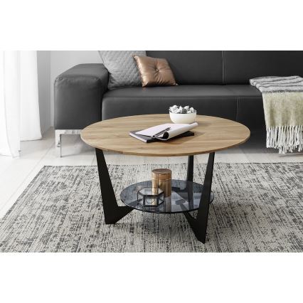 Kohvilaud MARMO Ø 70 cm tamm/must