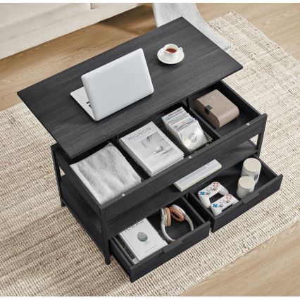 Kohvilaud NYRO tõstetava lauaplaadiga, must