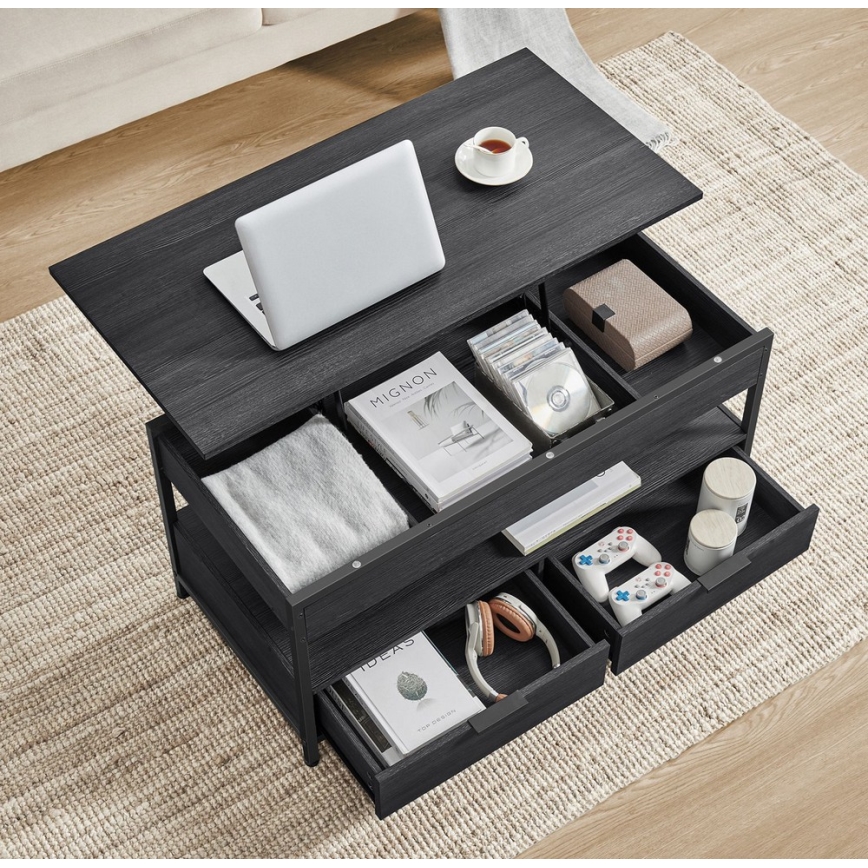 Kohvilaud NYRO tõstetava lauaplaadiga, must