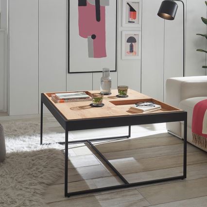 Kohvilaud PULSE 83x83 cm tamm/must