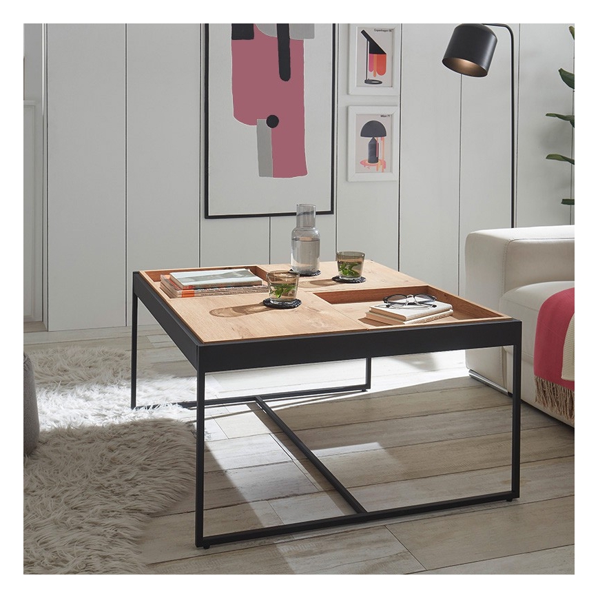 Kohvilaud PULSE 83x83 cm tamm/must