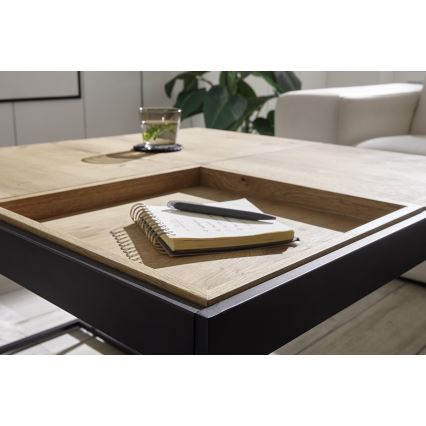 Kohvilaud PULSE 83x83 cm tamm/must