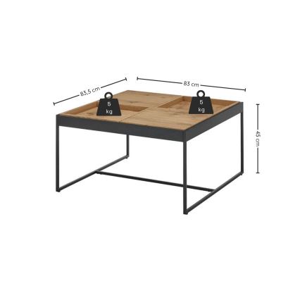 Kohvilaud PULSE 83x83 cm tamm/must