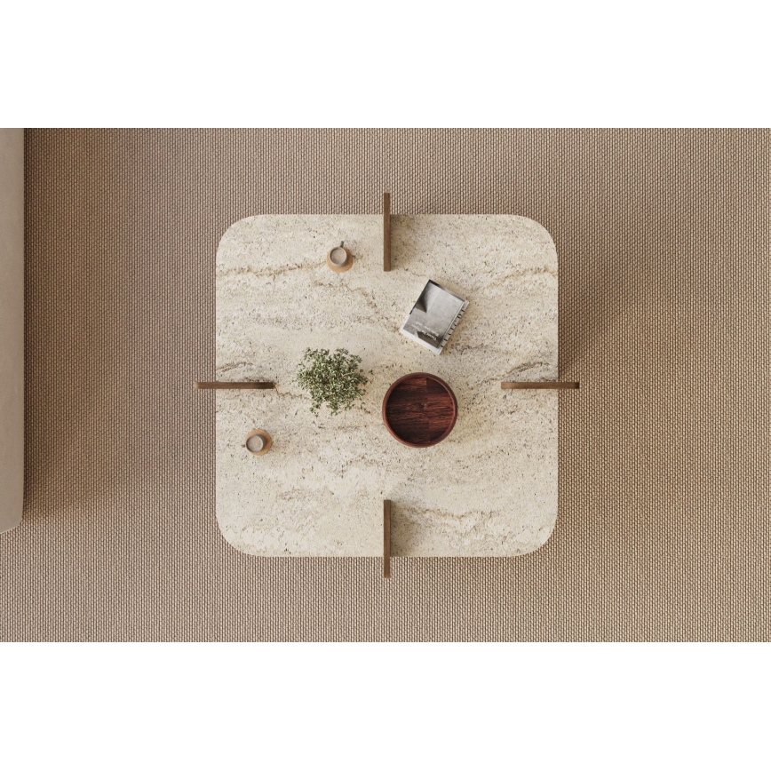 Kohvilaud PURO 90x90 cm travertiin/pähkel