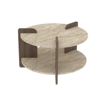 Kohvilaud PURO, Ø 70 cm, beež/pähkel