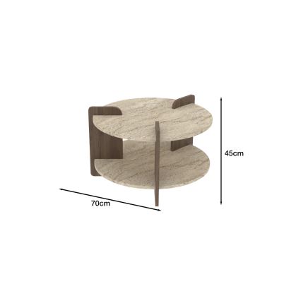 Kohvilaud PURO, Ø 70 cm, beež/pähkel
