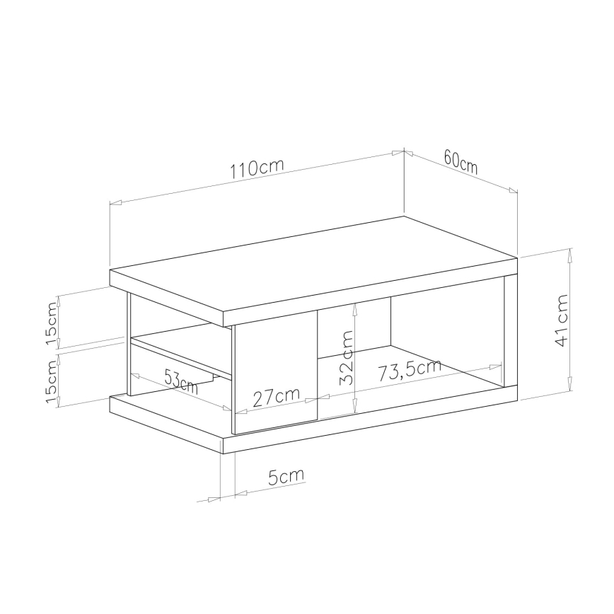 Kohvilaud riiuli ja hoiuruumiga LORA tamm artisan/must