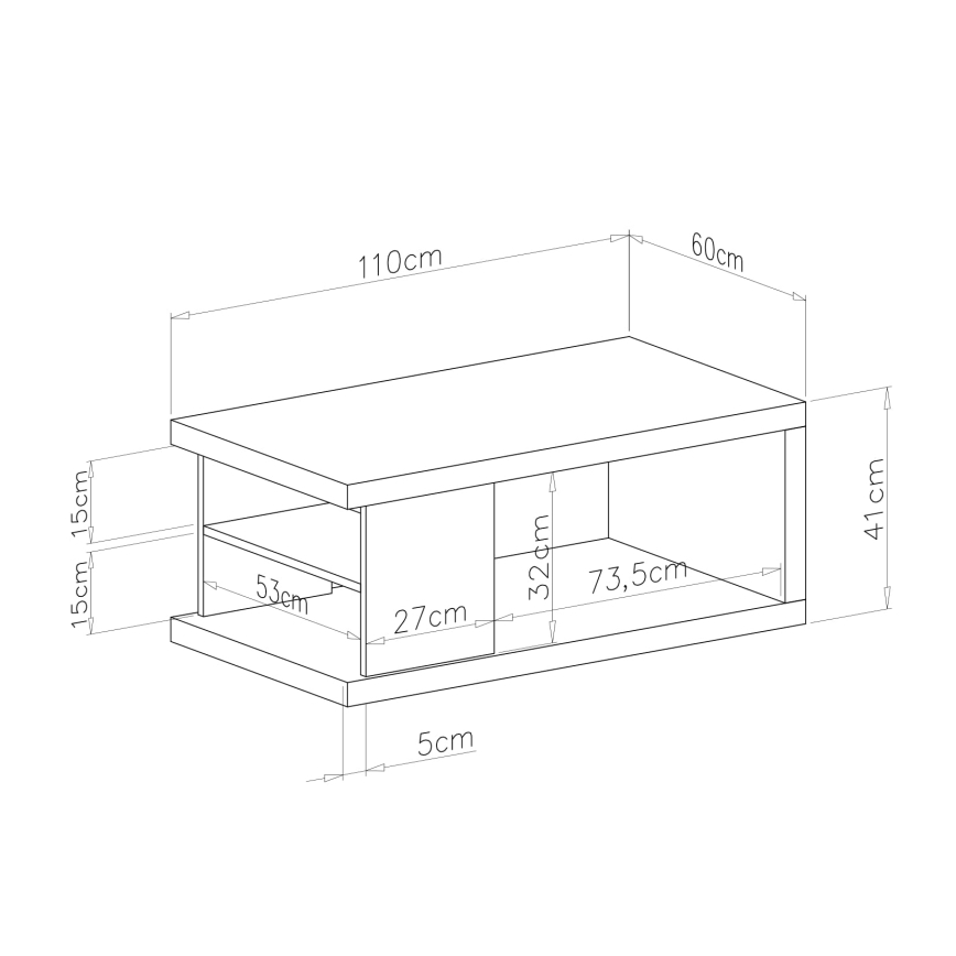Kohvilaud riiuli ja panipaigaga LORA beež/must