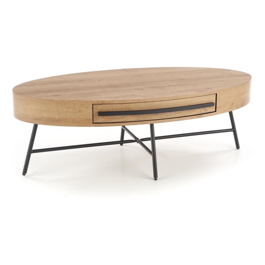 Kohvilaud sahtliga CAROLINA 41x120 cm kuldne tamm/must