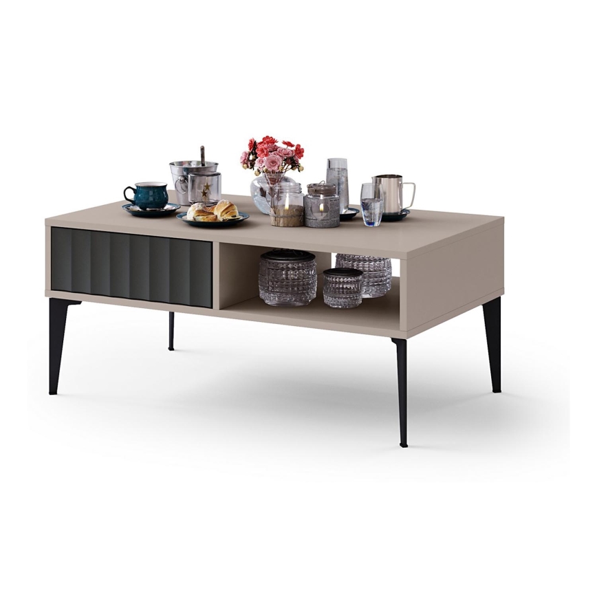 Kohvilaud sahtliga RONJA taupe/must