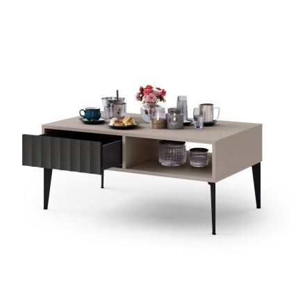 Kohvilaud sahtliga RONJA taupe/must