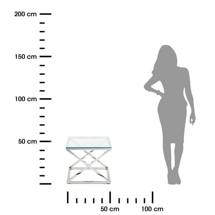 Kohvilaud SALIBA 50x50 cm läikiv kroom/läbipaistev