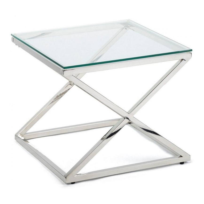 Kohvilaud SALIBA 50x50 cm läikiv kroom/läbipaistev
