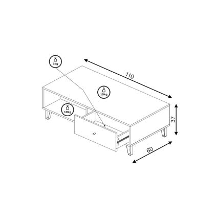 Kohvilaud SULA artisan-tamm/valge