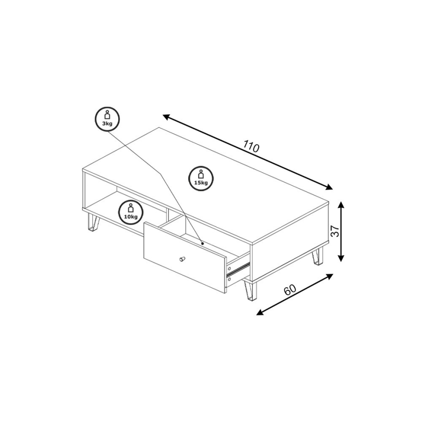 Kohvilaud SULA artisan-tamm/valge