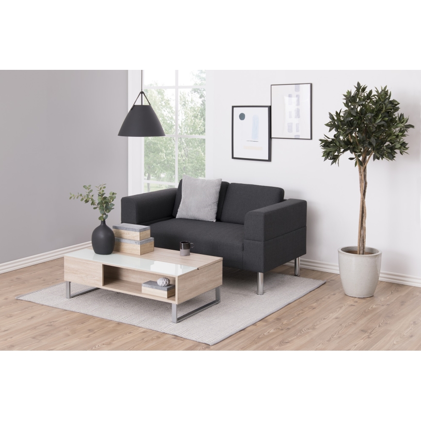 Kohvilaud tõstetava lauaplaadiga ENZO 110x60 cm valge/sonoma tamm