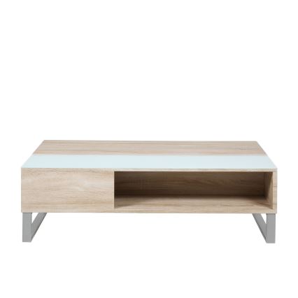 Kohvilaud tõstetava lauaplaadiga ENZO 110x60 cm valge/sonoma tamm