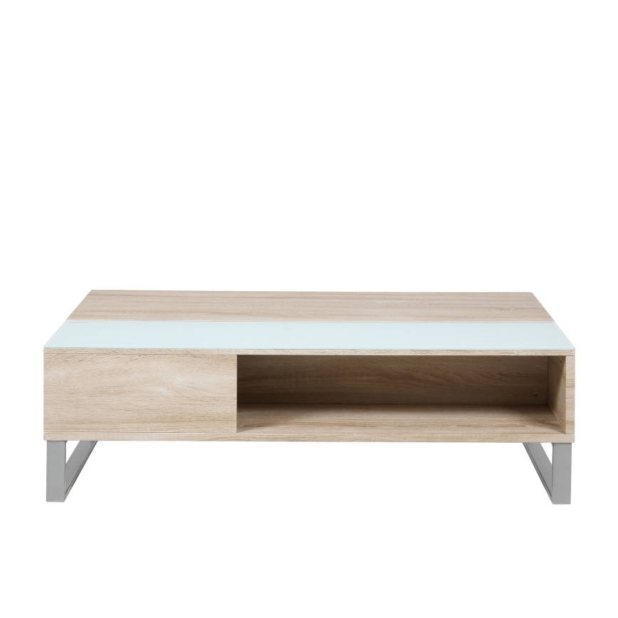 Kohvilaud tõstetava lauaplaadiga ENZO 110x60 cm valge/sonoma tamm